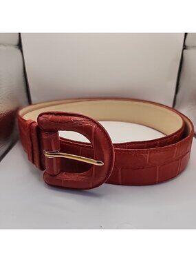 Vintage Crown Pacific Women's Red Leather Belt XL 41-45" Waist
